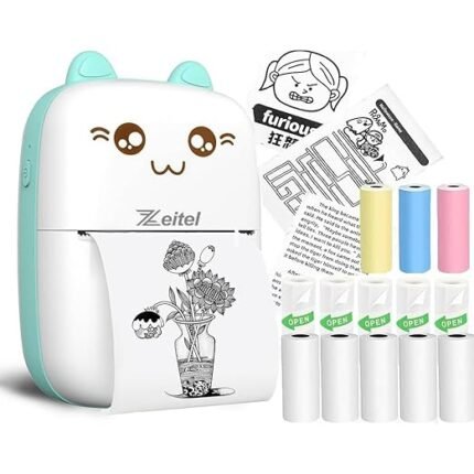 Zeitel® Mini Bluetooth Thermal Printer, Portable Label Printer Inkfree Printer for Android & iOS System